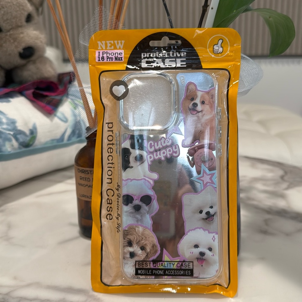 Brand New iPhone 16 Pro Max protective case cute dogs/cute puppy/mirror design